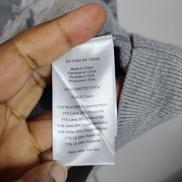 J Lindeberg 3D Camo Crew Neck Pullover Sweater Wool Blend Mens Size XXL Grey - Picture 6 of 8